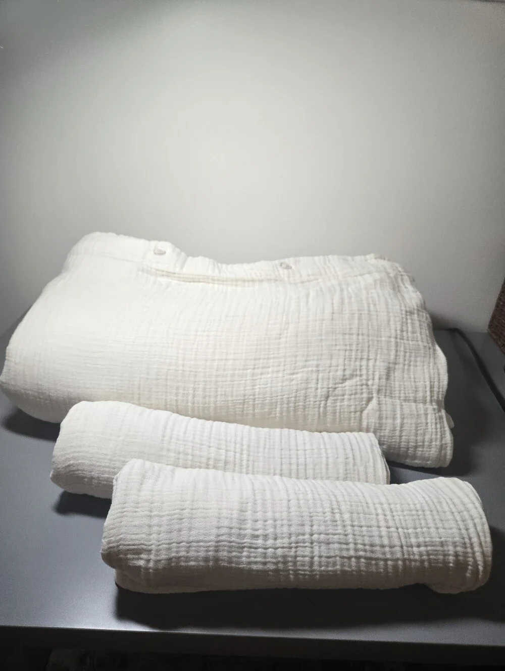 QUINCE Airy Cotton Gauze Duvet Cover with 2 Shams Queen, Organic UNDYED, Natural